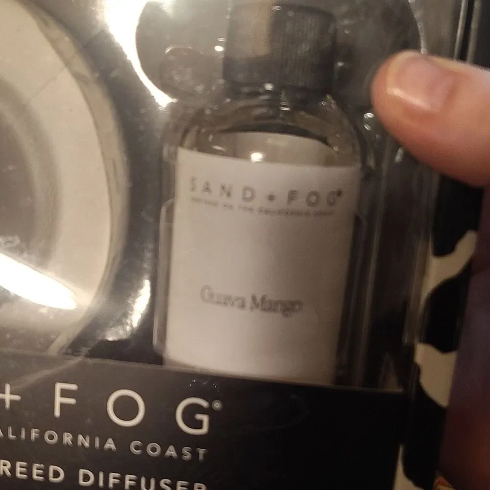 Sand + Fog Guava Mango 110ml Scented Reed Diffuser Oil, Ceramic Bamboo, White